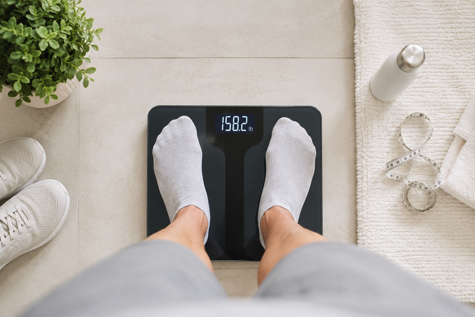Wellness check on a bathroom scale